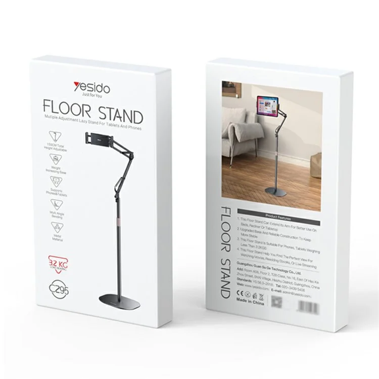 YESIDO C295 Holder Floor Stand Aluminum Alloy Lazy Phone Phone Bracket