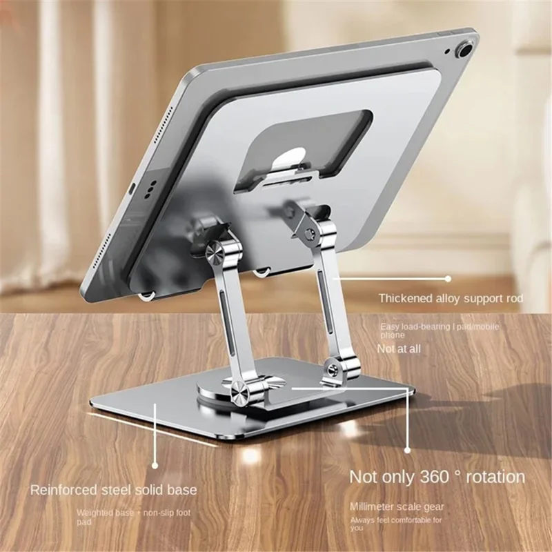 YY-J18 Heat Dissipation Hollow Tablet Stand 360 Degree Rotatable Foldable Phone Bracket - Silver
