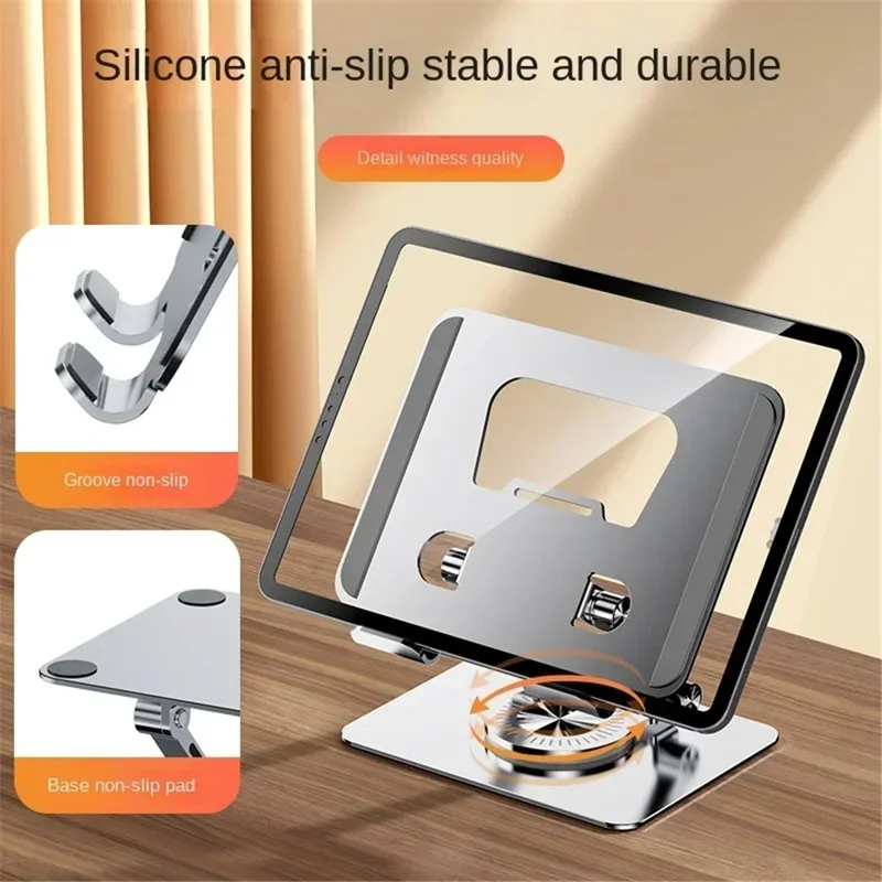 YY-J18 Heat Dissipation Hollow Tablet Stand 360 Degree Rotatable Foldable Phone Bracket - Grey
