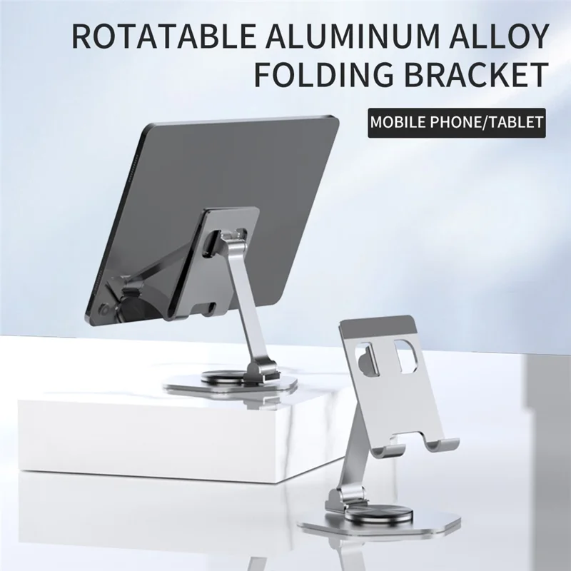 YY-020 360 Degree Rotating Folding Phone Bracket Aluminum Alloy Tablet Stand - Black