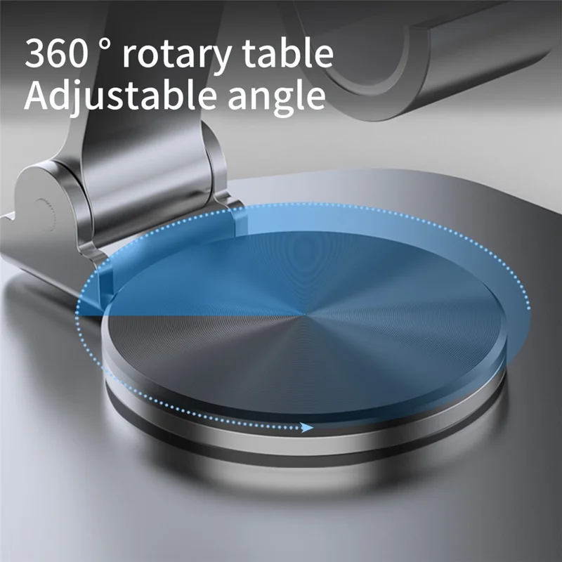 YY-020 360 Degree Rotating Folding Phone Bracket Aluminum Alloy Tablet Stand - Black