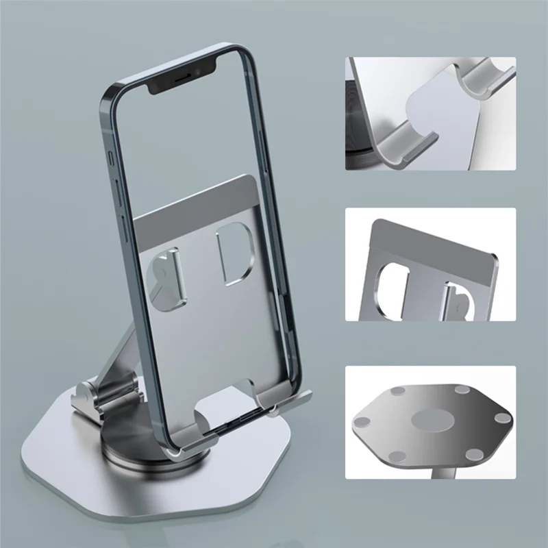 YY-020 360 Degree Rotating Folding Phone Bracket Aluminum Alloy Tablet Stand - Black