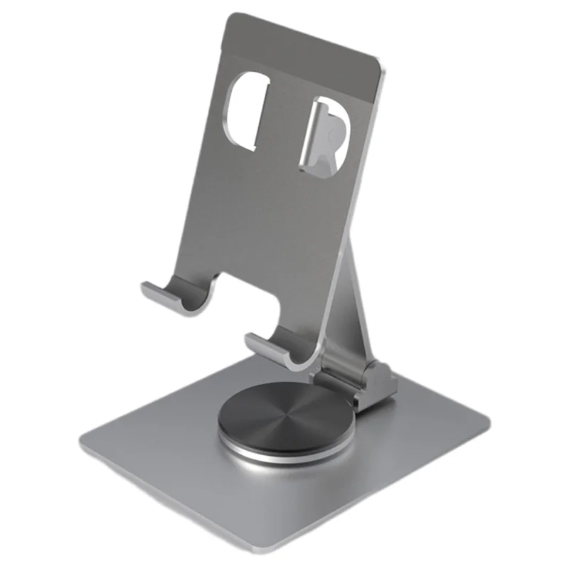 YY-022 Desktop Phone Tablet Holder Stand 360-Degree Rotatable Aluminum Alloy Bracket - Grey