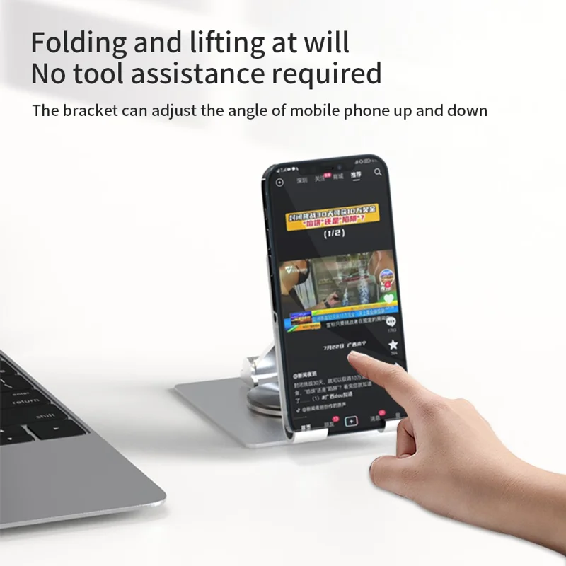 YY-022 Desktop Phone Tablet Holder Stand 360-Degree Rotatable Aluminum Alloy Bracket - Grey