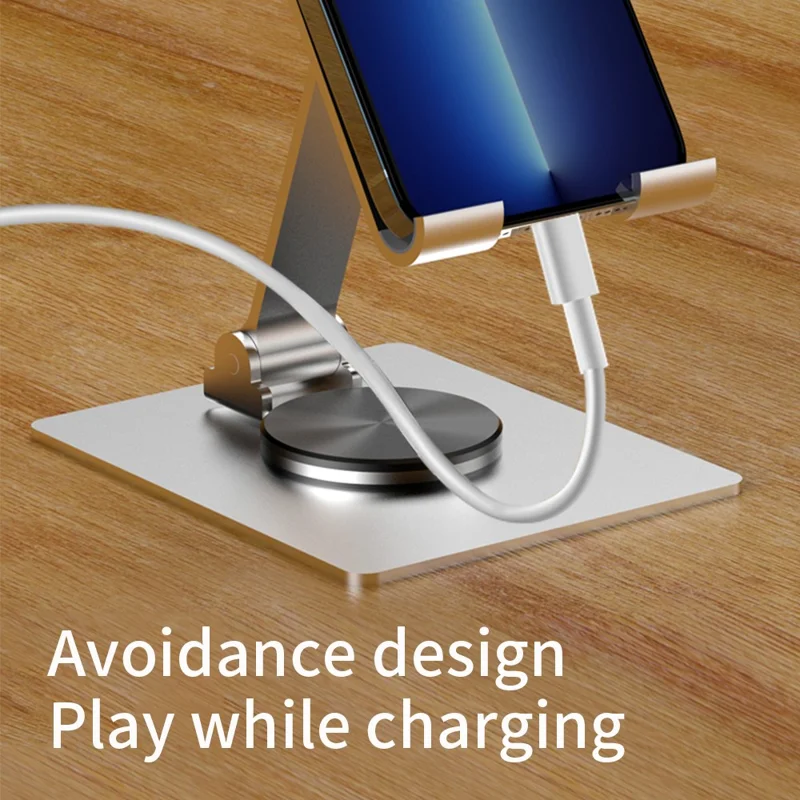 YY-022 Desktop Phone Tablet Holder Stand 360-Degree Rotatable Aluminum Alloy Bracket - Grey