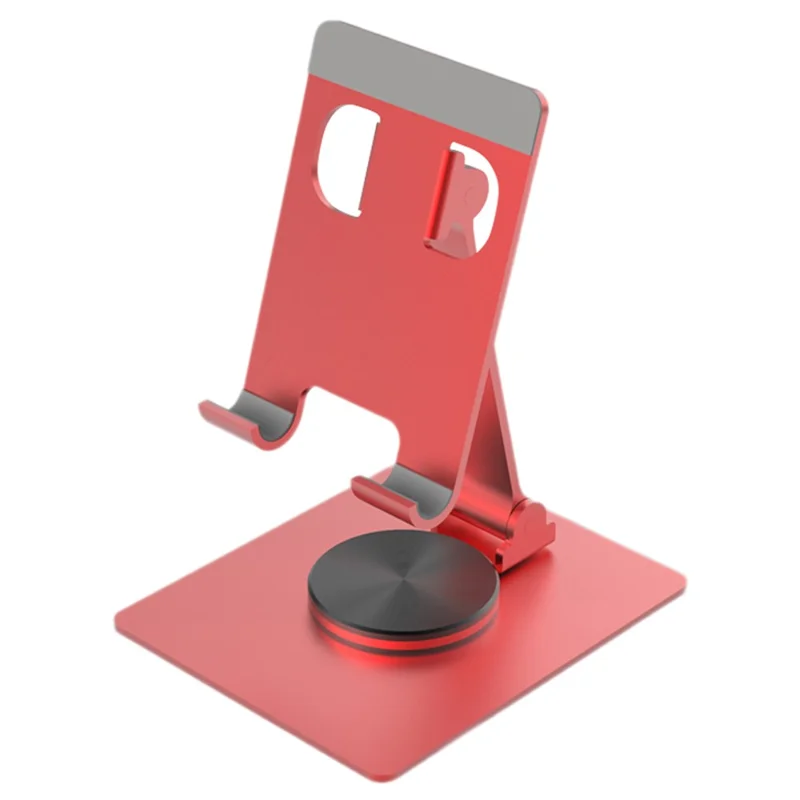 YY-022 Desktop Phone Tablet Holder Stand 360-Degree Rotatable Aluminum Alloy Bracket - Red