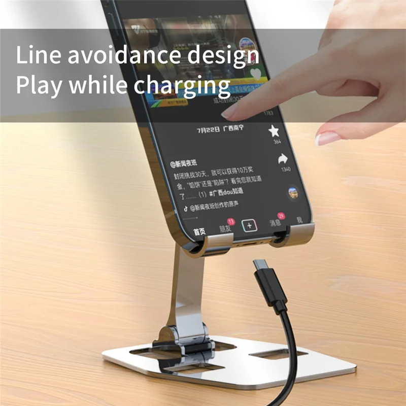 YY-018 Faltbarer Desktop-Telefonhalter für Tablets - Grau