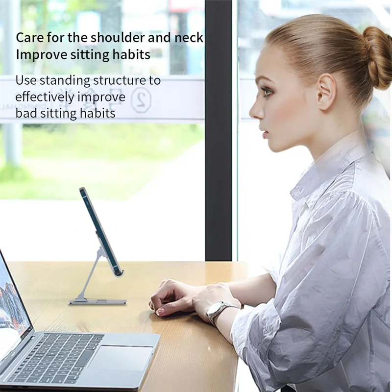 YY-018 Foldable Desktop Phone Tablet Holder Stand Aluminum Alloy Cellphone Bracket - Rose Gold