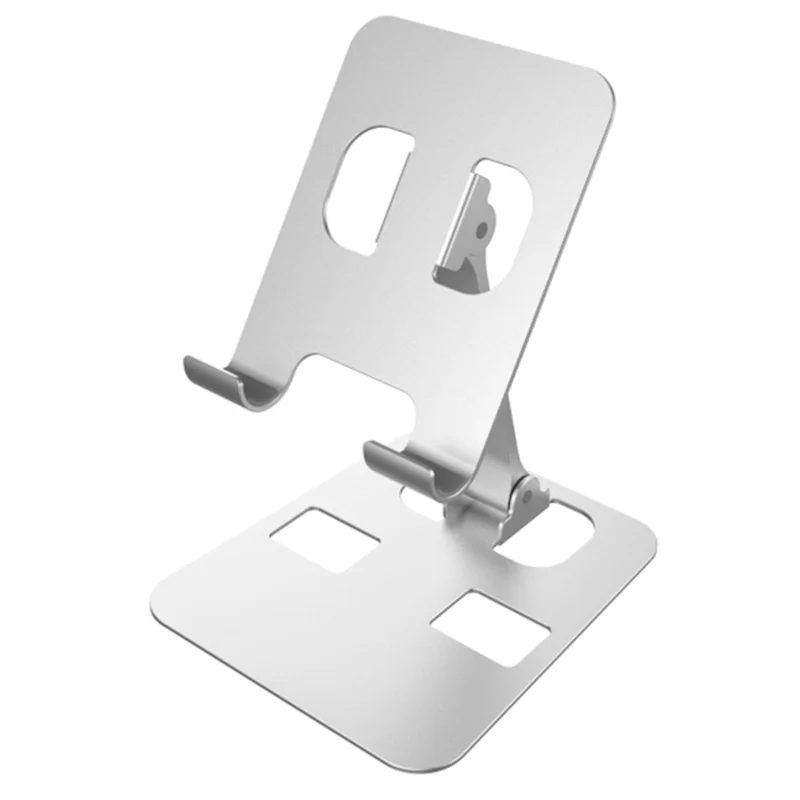 YY-026 Foldable Desktop Stand Aluminum Alloy Bracket for 4.5-11cm Mobile Phones - Silver Grey