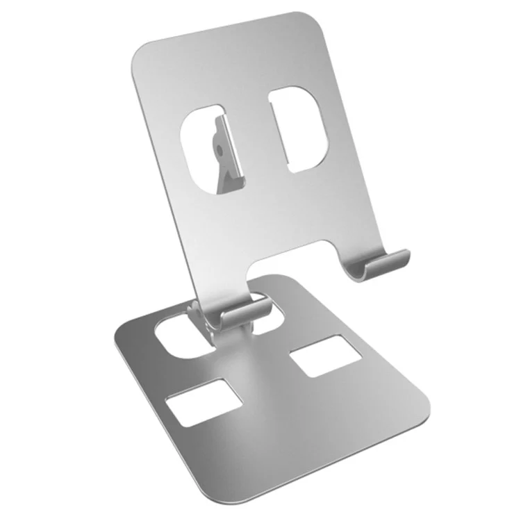 YY-026 Foldable Desktop Stand Aluminum Alloy Bracket for 4.5-11cm Mobile Phones - Silver Grey