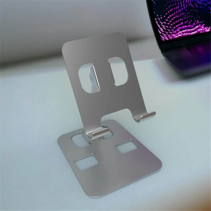 YY-026 Foldable Desktop Stand Aluminum Alloy Bracket for 4.5-11cm Mobile Phones - Silver Grey