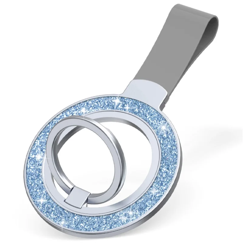 Magnetic Phone Ring Holder Glittery Finger Grip Phone Back Kickstand - Blue / Grey