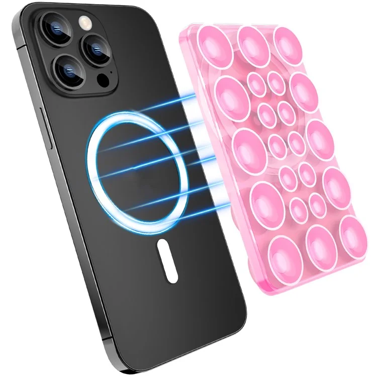 Magnetic Suction Cup Phone Mount Double-sided Silicone Suction Phone Holder - Pink