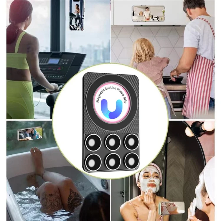 Magnetic Suction Cup Phone Mount Double-sided Silicone Suction Phone Holder - Pink
