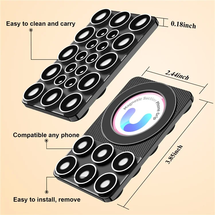 Magnetic Suction Cup Phone Mount Double-sided Silicone Suction Phone Holder - Pink
