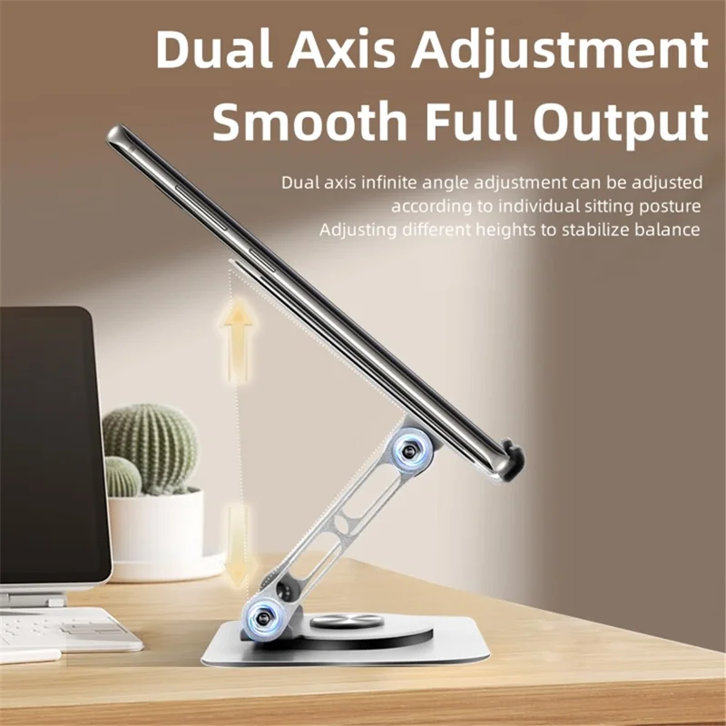 P2039 Desktop Stand Holder Alloy Steel 7-12 inch Tablet PC Support Mount with Hollow-Out Design - Silver