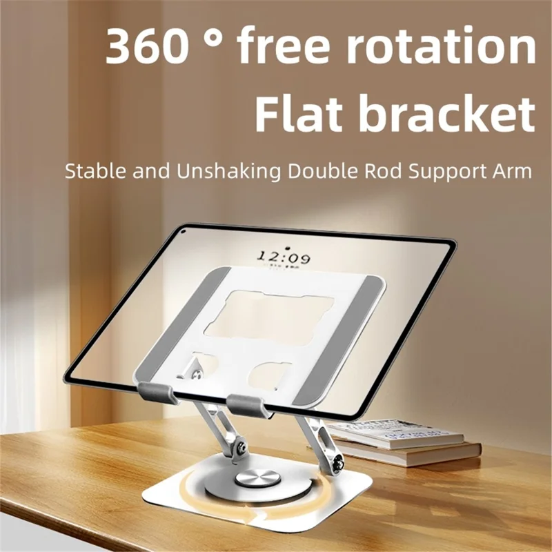 P2039 Desktop Stand Holder Alloy Steel 7-12 inch Tablet PC Support Mount with Hollow-Out Design - Silver