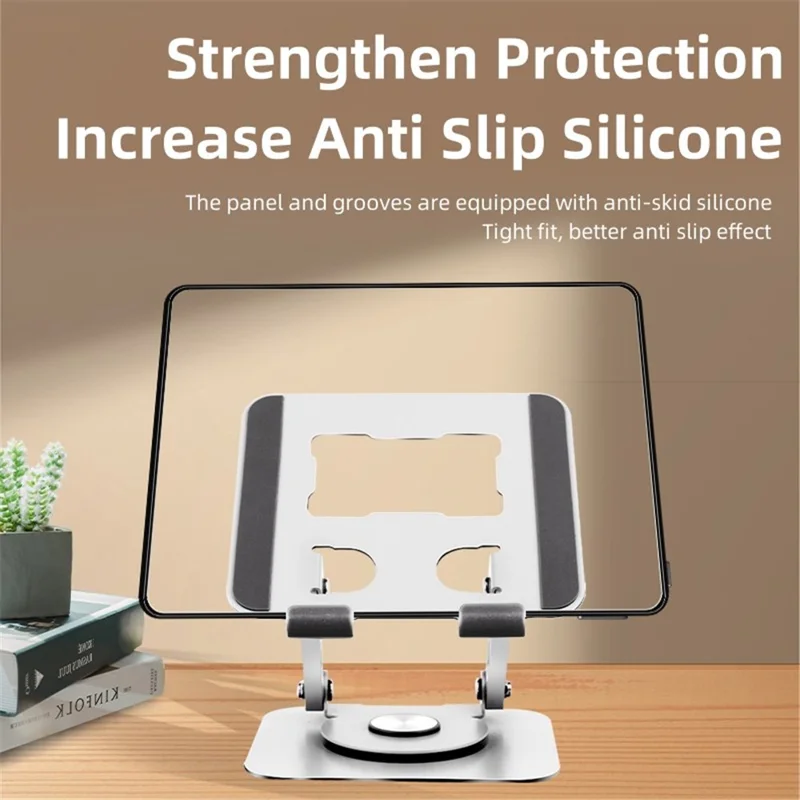 P2039 Desktop Stand Holder Alloy Steel 7-12 inch Tablet PC Support Mount with Hollow-Out Design - Silver
