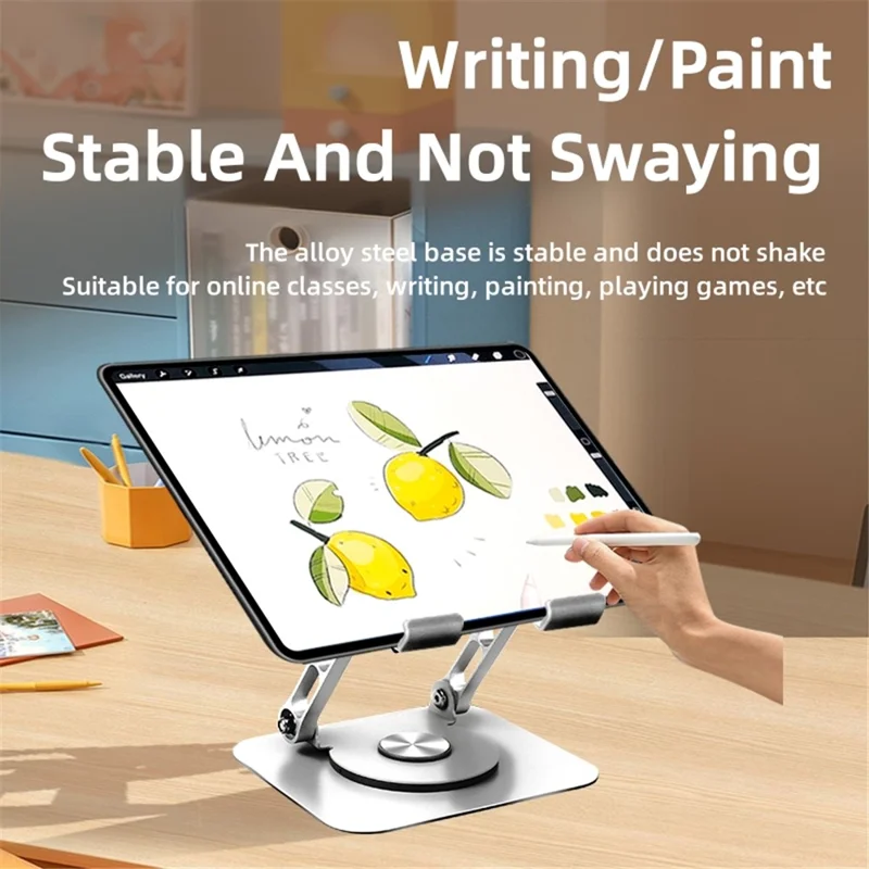 P2039 Desktop Stand Holder Alloy Steel 7-12 inch Tablet PC Support Mount with Hollow-Out Design - Silver