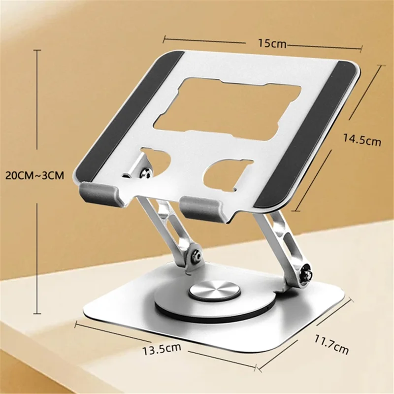 P2039 Desktop Stand Holder Alloy Steel 7-12 inch Tablet PC Support Mount with Hollow-Out Design - Silver