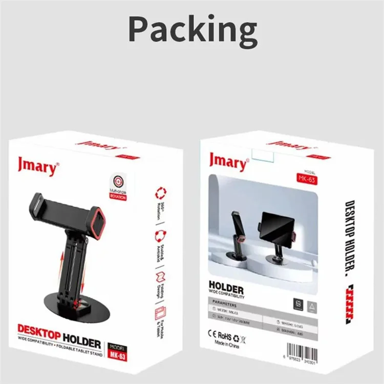 JMARY MK-63 Base girevole a 360 gradi Supporto da scrivania pieghevole per telefono / tablet
