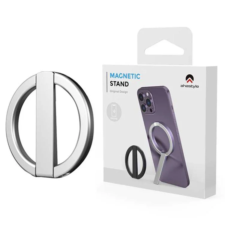 AHASTYLE WG74 Phone Kickstand Compatible with MagSafe Zinc Alloy Phone Holder - Silver