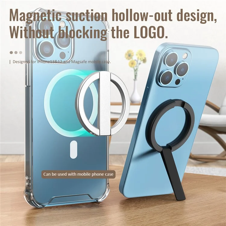 AHASTYLE WG74 Phone Kickstand Compatible with MagSafe Zinc Alloy Phone Holder - Silver