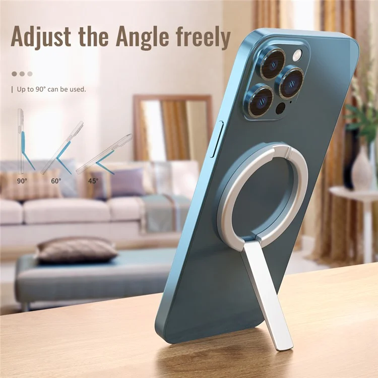AHASTYLE WG74 Phone Kickstand Compatible with MagSafe Zinc Alloy Phone Holder - Silver