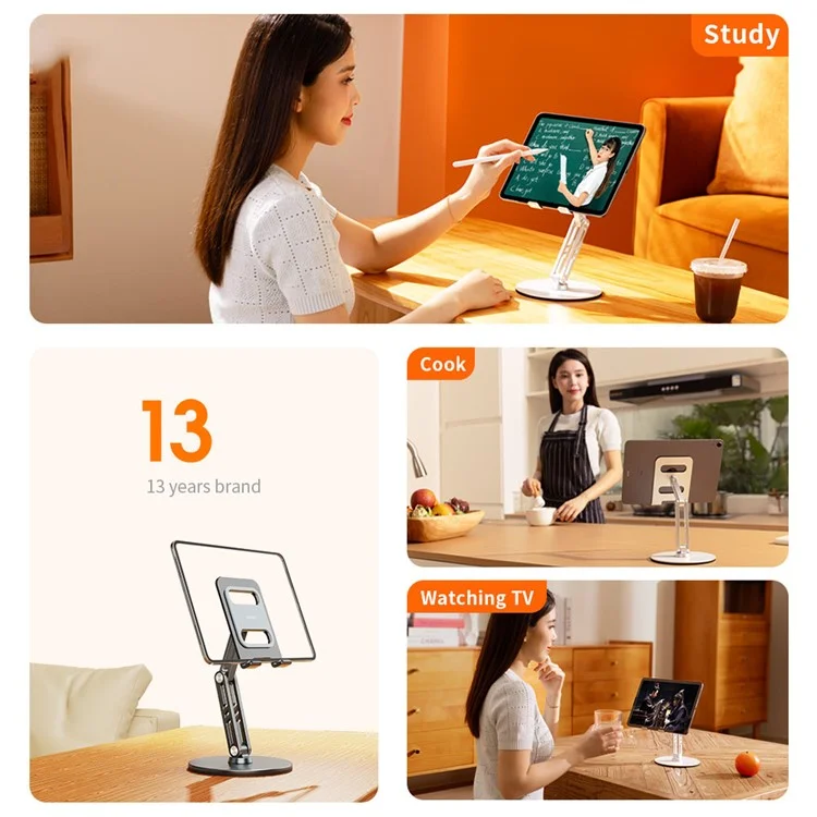 XUNDD XDHO-034 Rotation Tablet Stand Holder Desktop Mount Display Holder - Silver