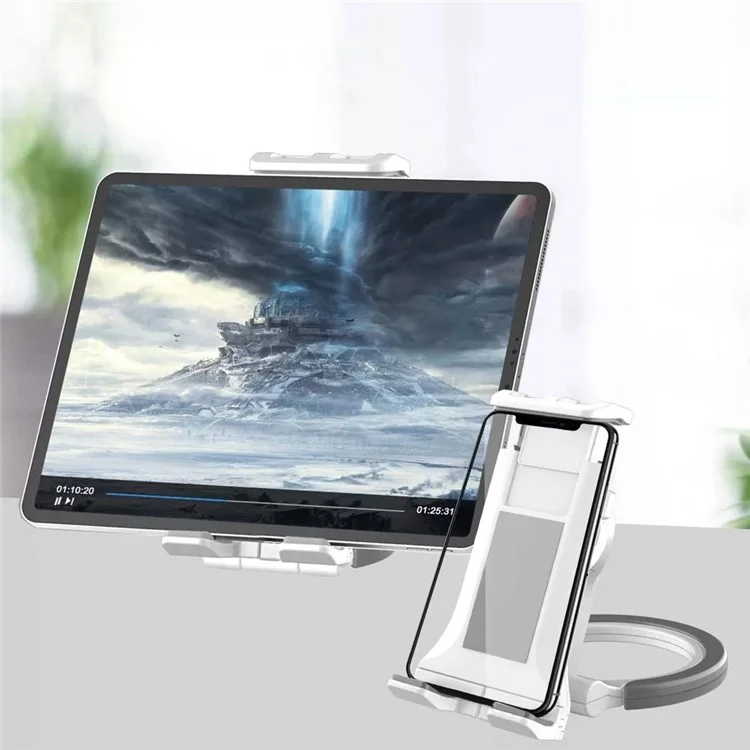 HMT0-47A Wall-Mounted Phone Stand Folding Desktop Tablet Holder Compatible with 5-12.9 inch Cell Phone Tablets - Black