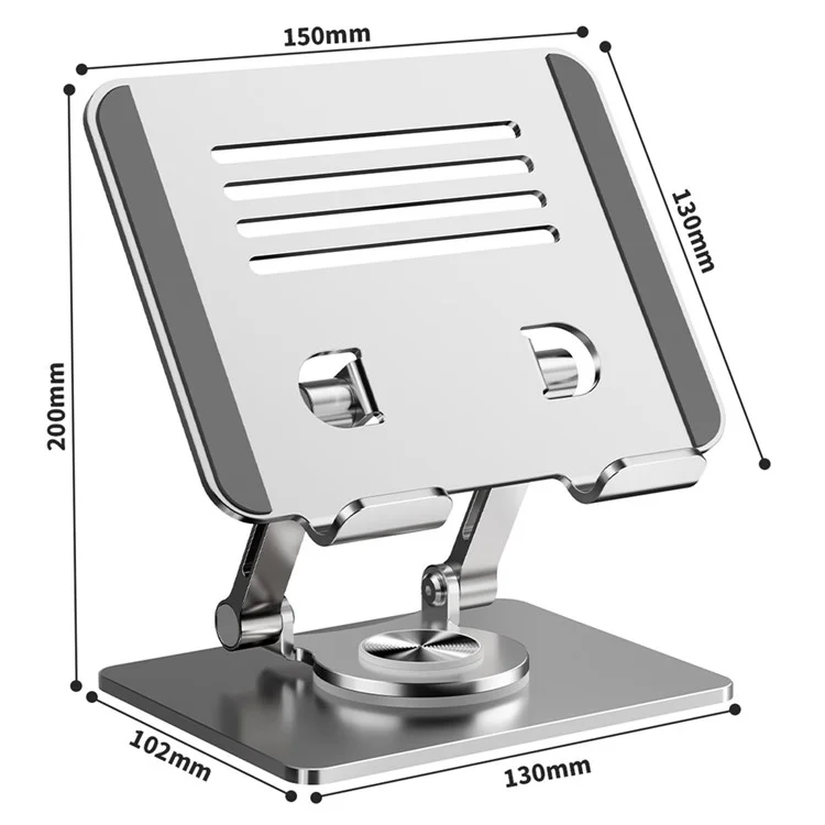 Stand de Bureau à Rayures XWJ-2082 Avec Base de Rotation à 360 Degrés Pour Téléphones / Comprimés - Argent