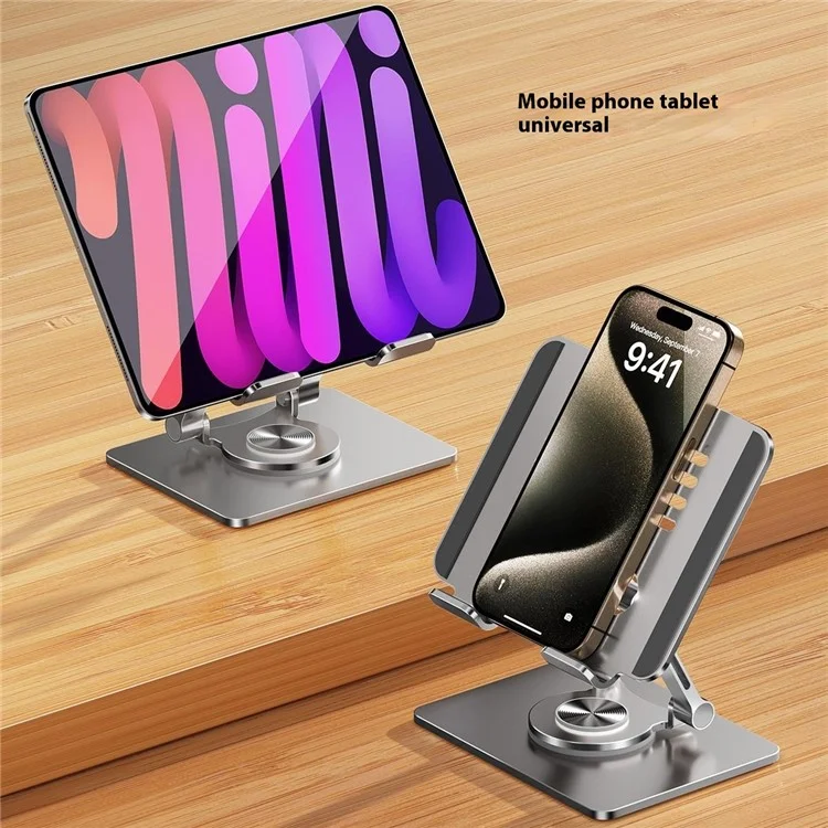 Stand de Bureau à Rayures XWJ-2082 Avec Base de Rotation à 360 Degrés Pour Téléphones / Comprimés - Argent