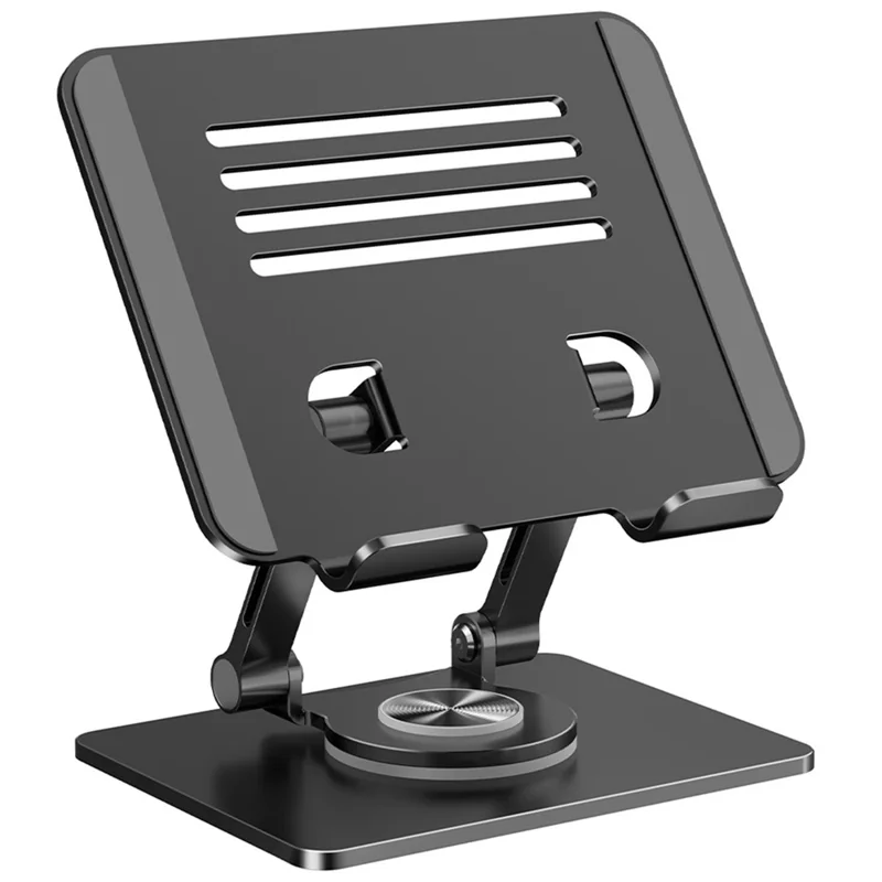 XWJ-2082 Striped Hollow-out Desktop Stand with 360 Degree Rotating Base for Phones / Tablets - Black