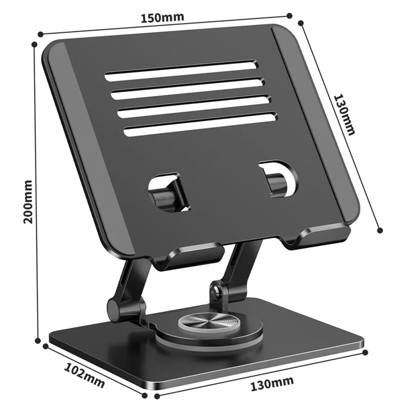 XWJ-2082 Striped Hollow-out Desktop Stand with 360 Degree Rotating Base for Phones / Tablets - Black