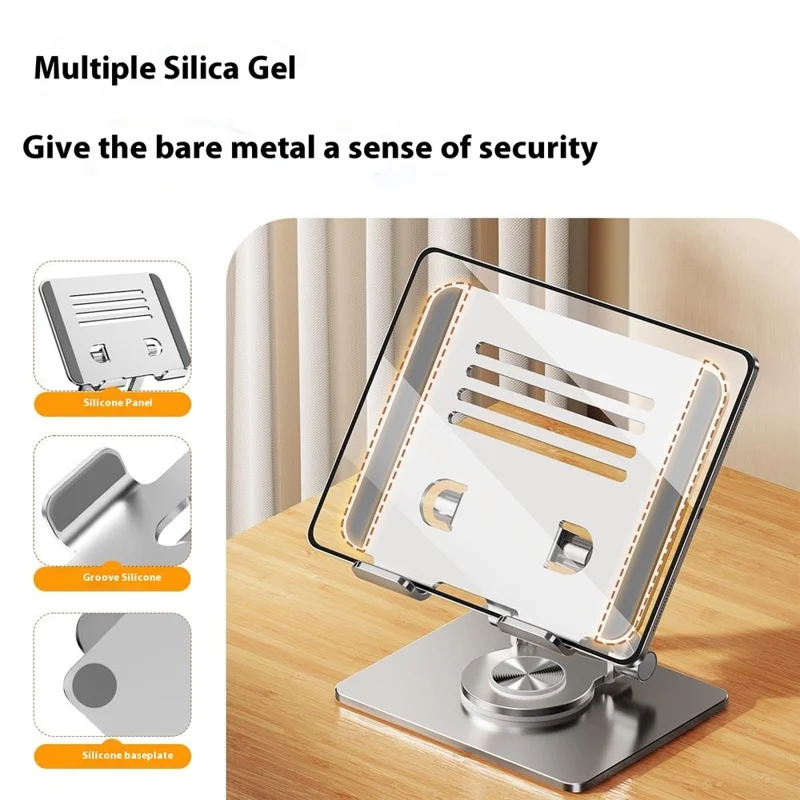 XWJ-2082 Striped Hollow-out Desktop Stand with 360 Degree Rotating Base for Phones / Tablets - Black