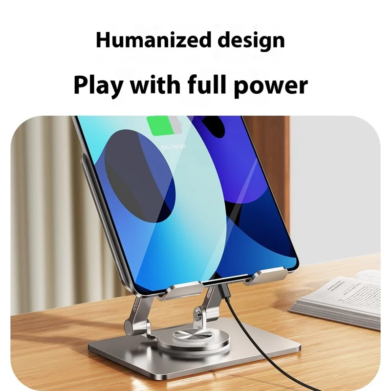 XWJ-2082 Striped Hollow-out Desktop Stand with 360 Degree Rotating Base for Phones / Tablets - Black