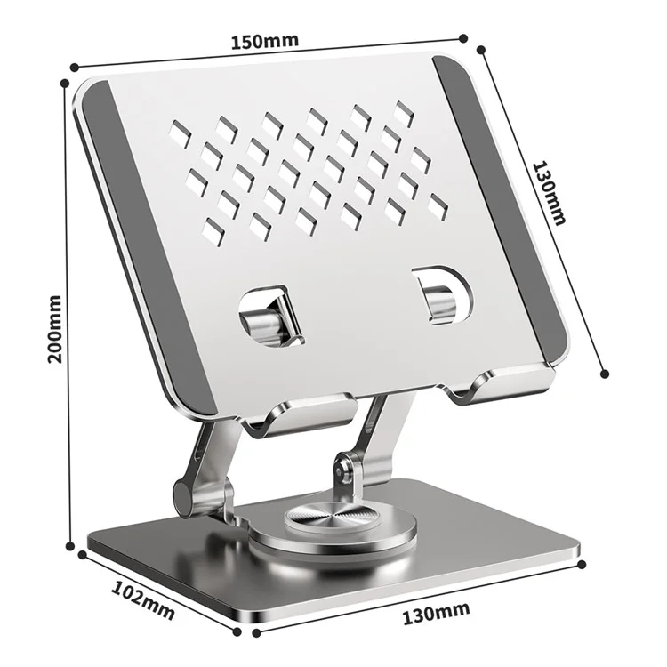 Stand de Bureau Creux de Rhombus XWJ-2081 Avec Base Rotative à 360 Degrés Pour Les Téléphones / Comprimés - Argent
