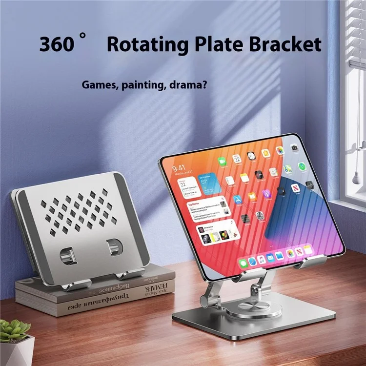 Stand de Bureau Creux de Rhombus XWJ-2081 Avec Base Rotative à 360 Degrés Pour Les Téléphones / Comprimés - Argent