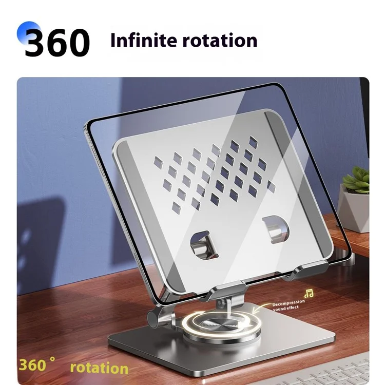 Stand de Bureau Creux de Rhombus XWJ-2081 Avec Base Rotative à 360 Degrés Pour Les Téléphones / Comprimés - Argent