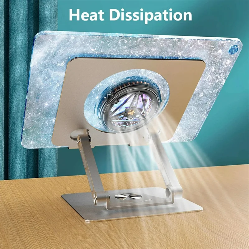 X1 360 Degree Rotating Mobile Phone Stand Foldable Tablet Bracket for Semiconductor Cooler - Dark Grey