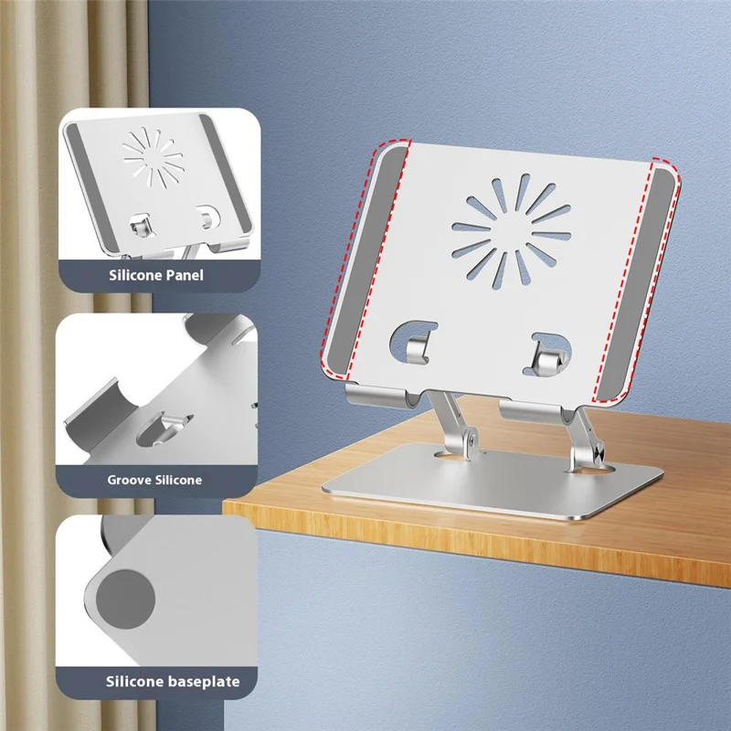 XWJ-2068 Aluminum Alloy Foldable Phone Bracket Heat Dissipation Tablet Stand - Silver