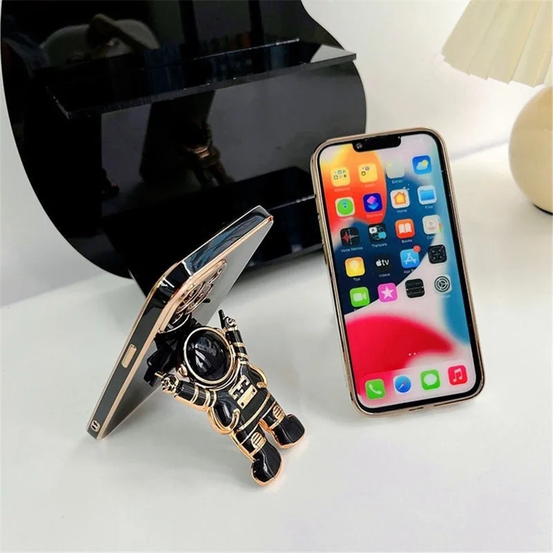 Electroplated Cartoon Astronaut Mobile Phone Bracket Desktop Cellphone Stand Holder - Blue