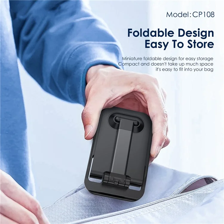 Foneng CP108 Poldable de Téléphone de Bureau Pliable Support Support de Téléphone Portable Rétractable - Blanc