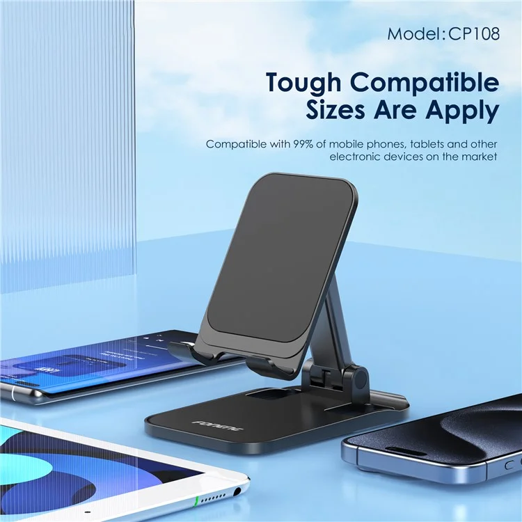 Foneng CP108 Poldable de Téléphone de Bureau Pliable Support Support de Téléphone Portable Rétractable - Blanc