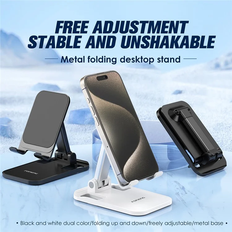 Foneng CP108 Poldable de Téléphone de Bureau Pliable Support Support de Téléphone Portable Rétractable - Blanc