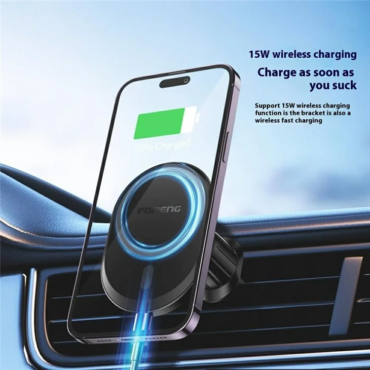 Foneng CP105 15W Charge Rapide Chargeur Magnétique Chargeur Sans Fil de Voiture Téléphone Support de Téléphone