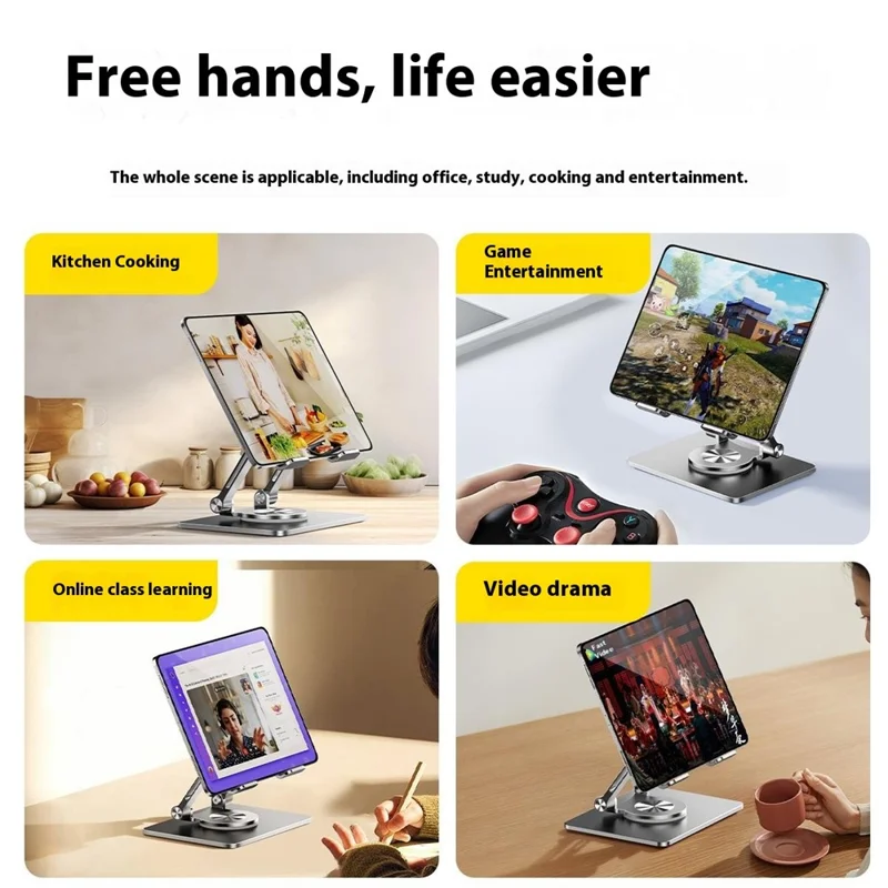 P2069 360 Degree Rotating Desktop Stand for Mobile Phone Tablet Heat Dissipation Aluminum Alloy Bracket - Silver