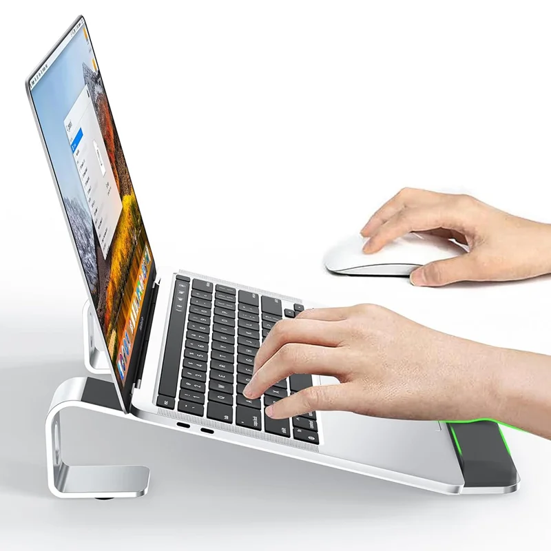 M8 Supporto per laptop in lega di alluminio rimovibile con supporto per polsi in silicone