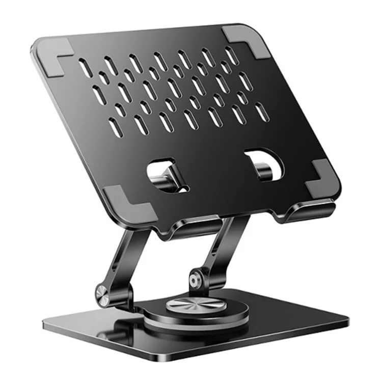 P2083 Heat Dissipation Alloy Steel 360 Degree Rotating Desktop Stand for Mobile Phone Tablet - Black