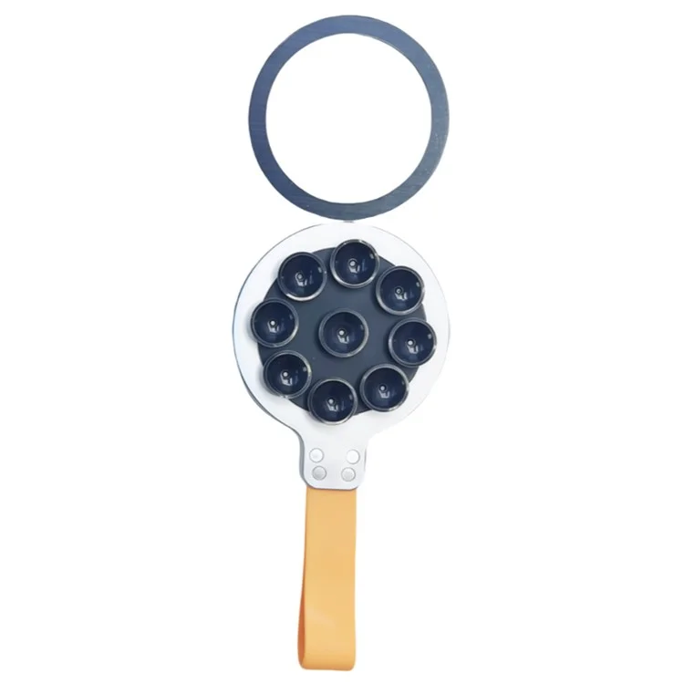 Soporte magnético para teléfono de doble cara con ventosa y correa para iPhone serie 12-16 - Plata / Naranja
